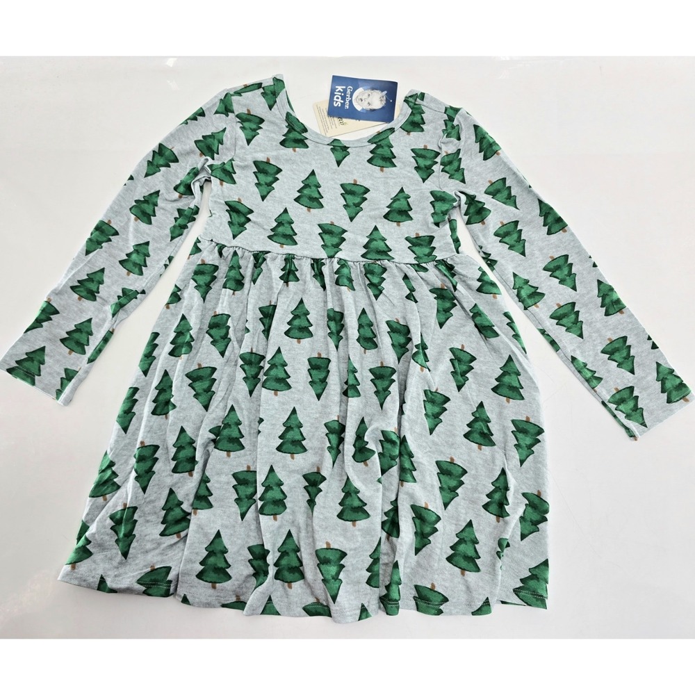 NWT Gerber Baby Girls' Buttery Soft Long Sleeve Twirl Dress -‎ Trees - Sz 5T